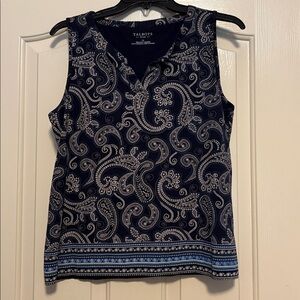 Talbots Navy and White Paisley Tank Top